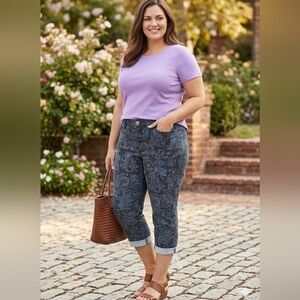 ​💠 Bandolino Blue Paisley Millie Curvy Capris - 14 💠